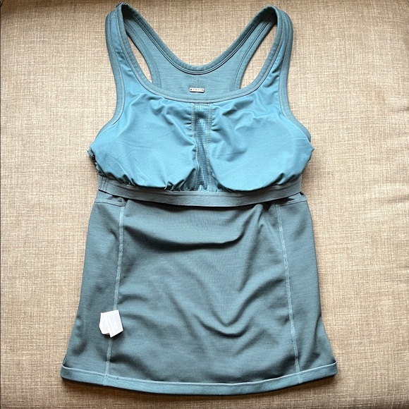 Prana Athletic Tank Top with Shelf Bra Racerback Dusty Teal L - Picture 5 of 6